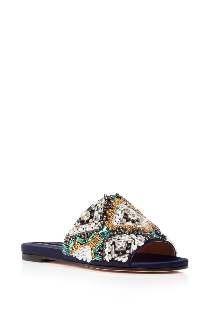 Rochas Embellished Satin Slides