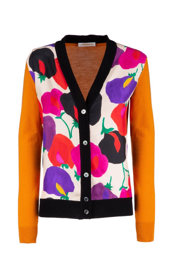 La Doublej Gemini Printed Wool Blend Cardigan
