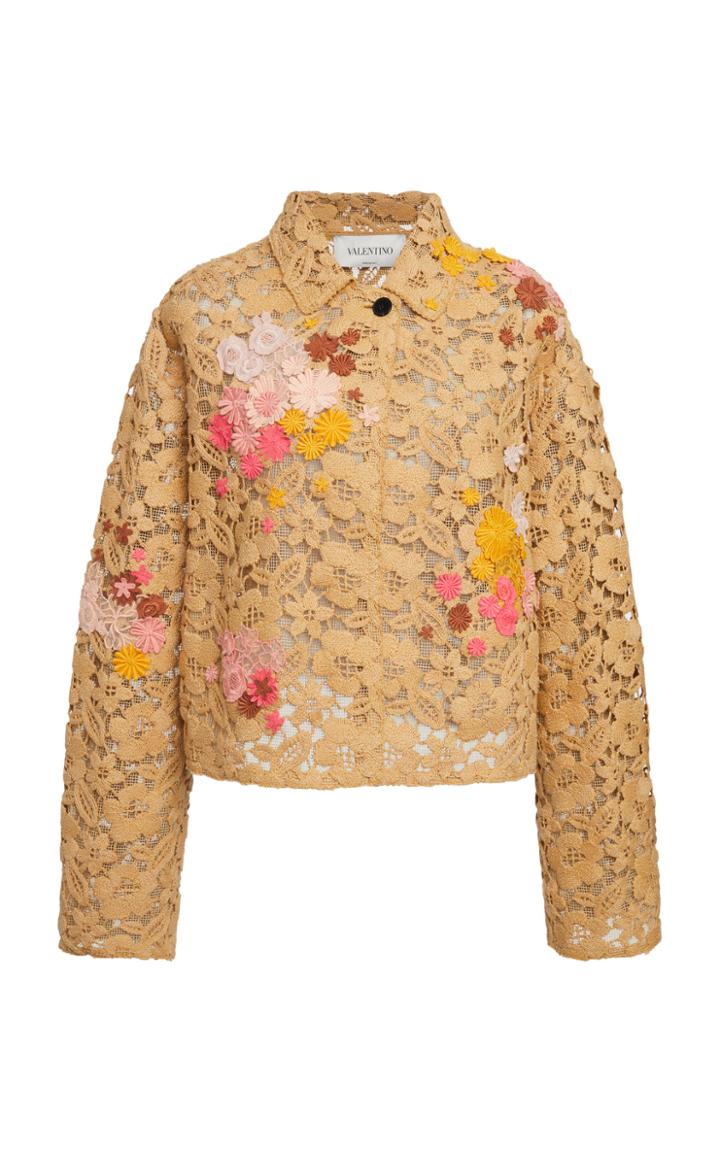 Moda Operandi Valentino Embroidered Cotton Blouson Jacket