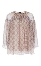 Alena Akhmadullina Diamond Print Pleated Silk Blouse