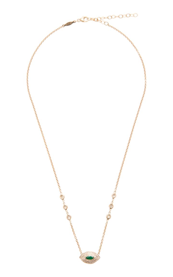 Jacquie Aiche Small Halo Emerald Eye Necklace