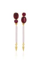 Sarah Hendler Double Rhodolite And Ballet Slipper Enamel Spear Earrings