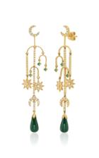 Colette Jewelry 18k Yellow-gold Malachite, Diamond, And Emerald Earrin