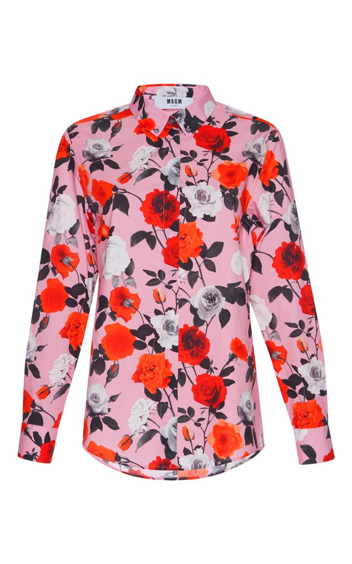 Msgm Rose Poplin Button-up Shirt