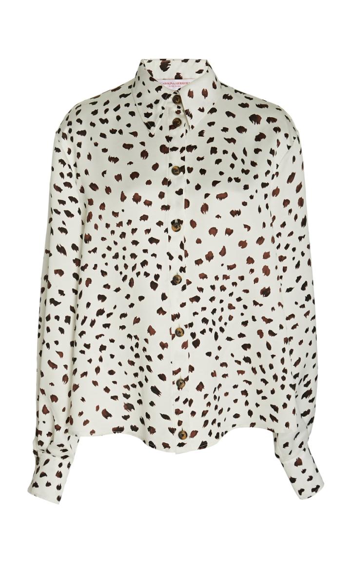 Carolina Herrera Collared Printed Cotton-blend Shirt