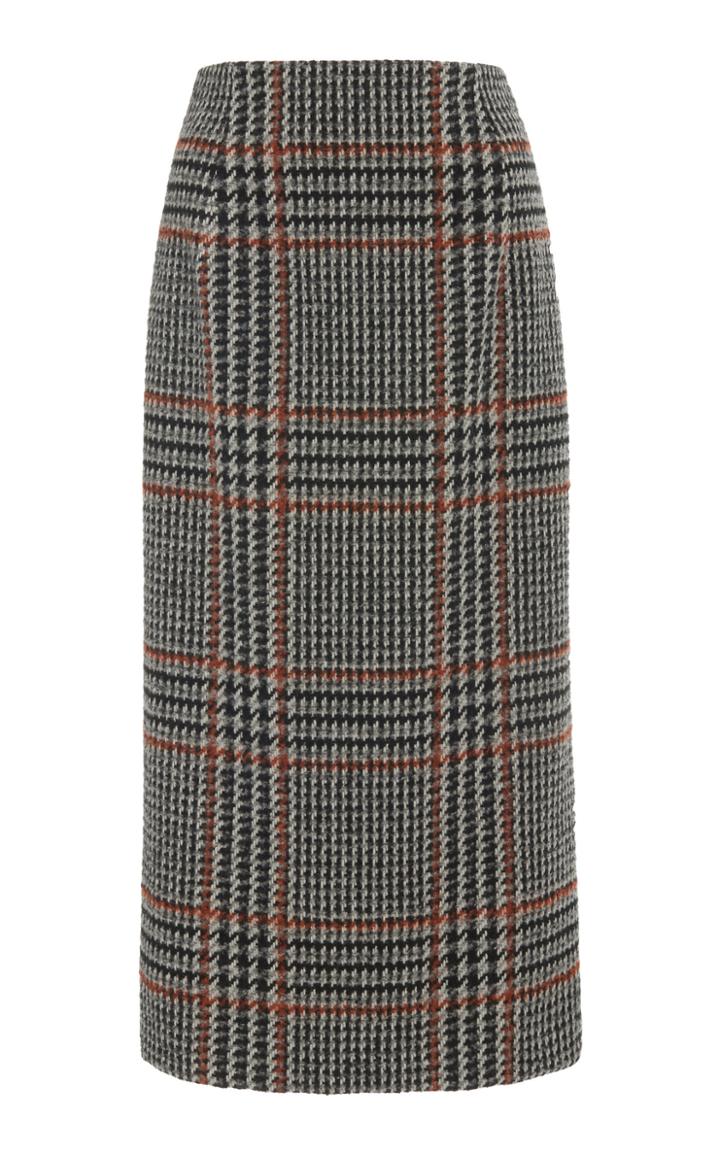 Oscar De La Renta Plaid Wool-alpaca Blend Midi Skirt