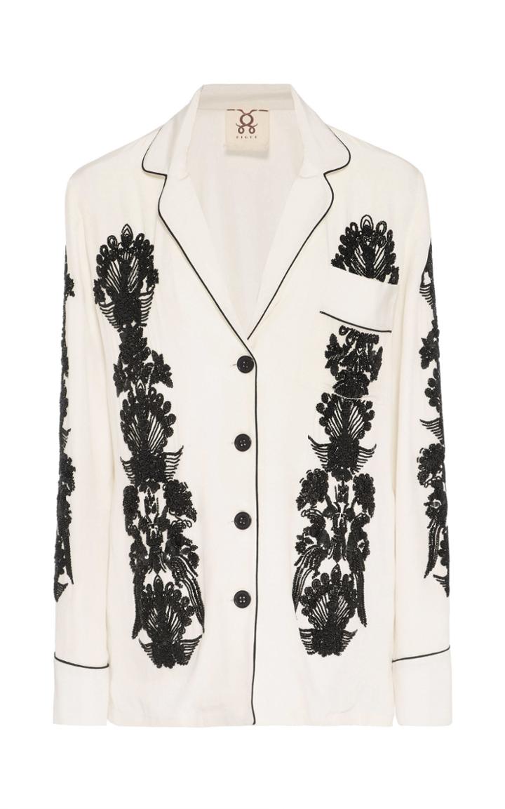 Figue Sara Embroidered Silk Top