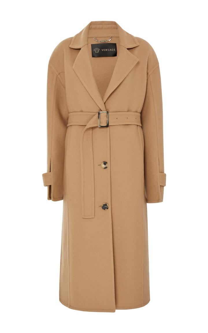Versace Belted Double Wool Cotton Coat
