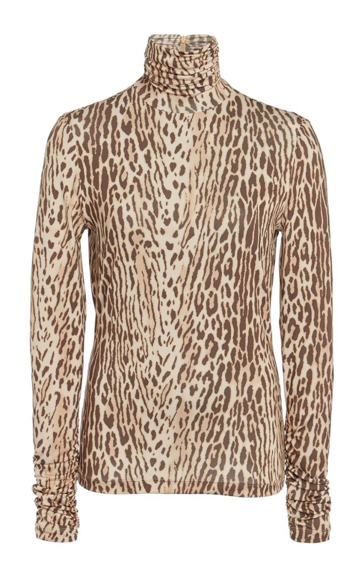 Zimmermann Espionage Fitted Printed Cady Turtleneck Top