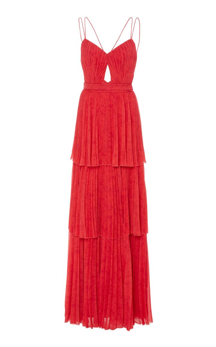 Amur Dominique Pleated Chiffon Maxi Dress