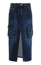 Moda Operandi Balmain Mid-rise Denim Pencil Skirt