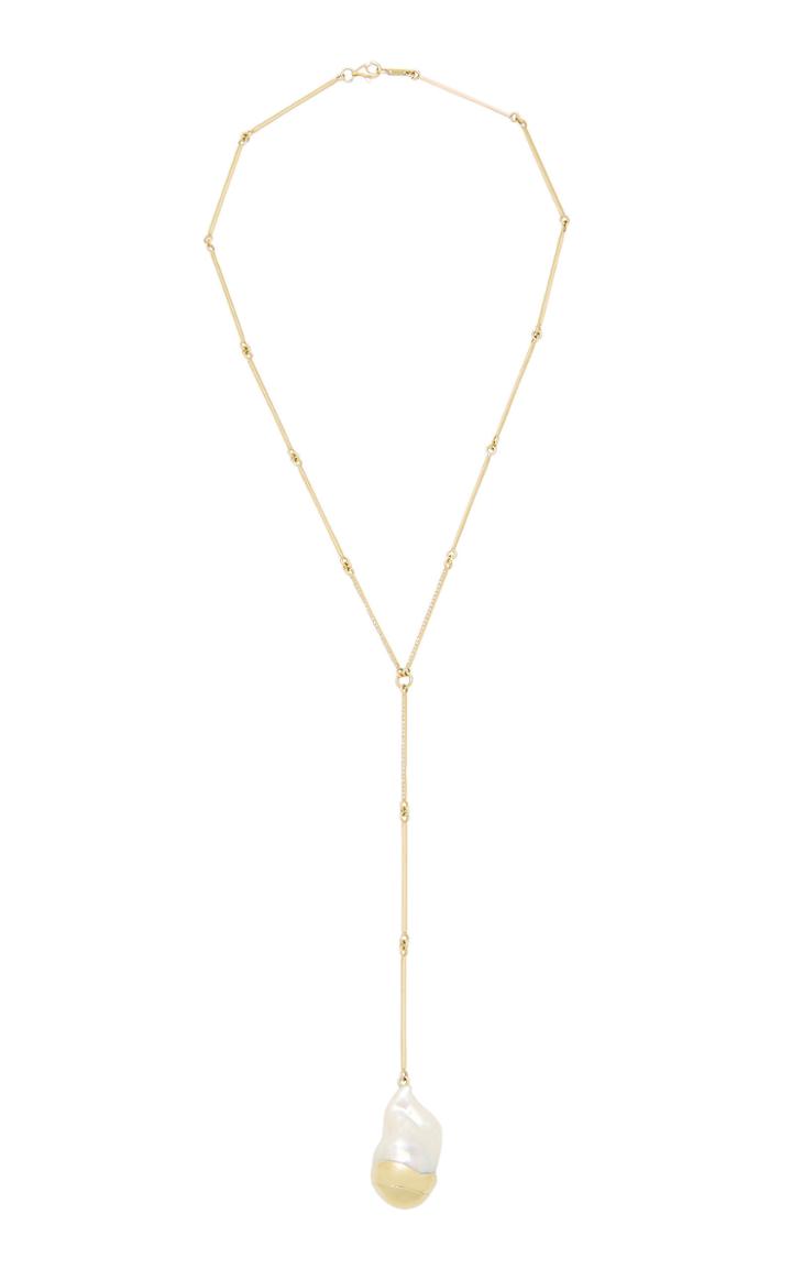 Mizuki Short Fluid Diamond And Pearl Linked Rod Necklace