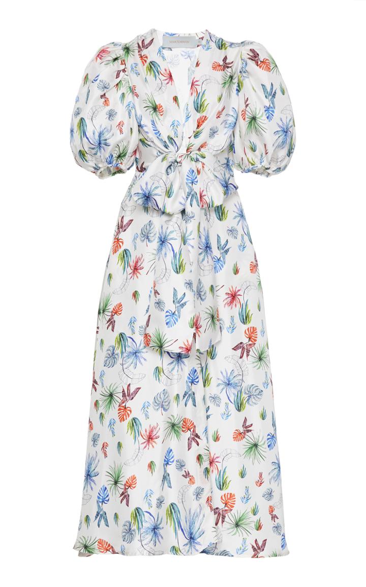 Moda Operandi Silvia Tcherassi Lirio Tie-waist Printed Silk Dress