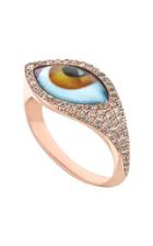 Moda Operandi Lito 14k Rose Small Amber Enamel Eye Gold Ring Size: 3