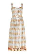 Moda Operandi Rejina Pyo Emilia Striped Metallic Cotton-blend Shirt Dress Size: 6