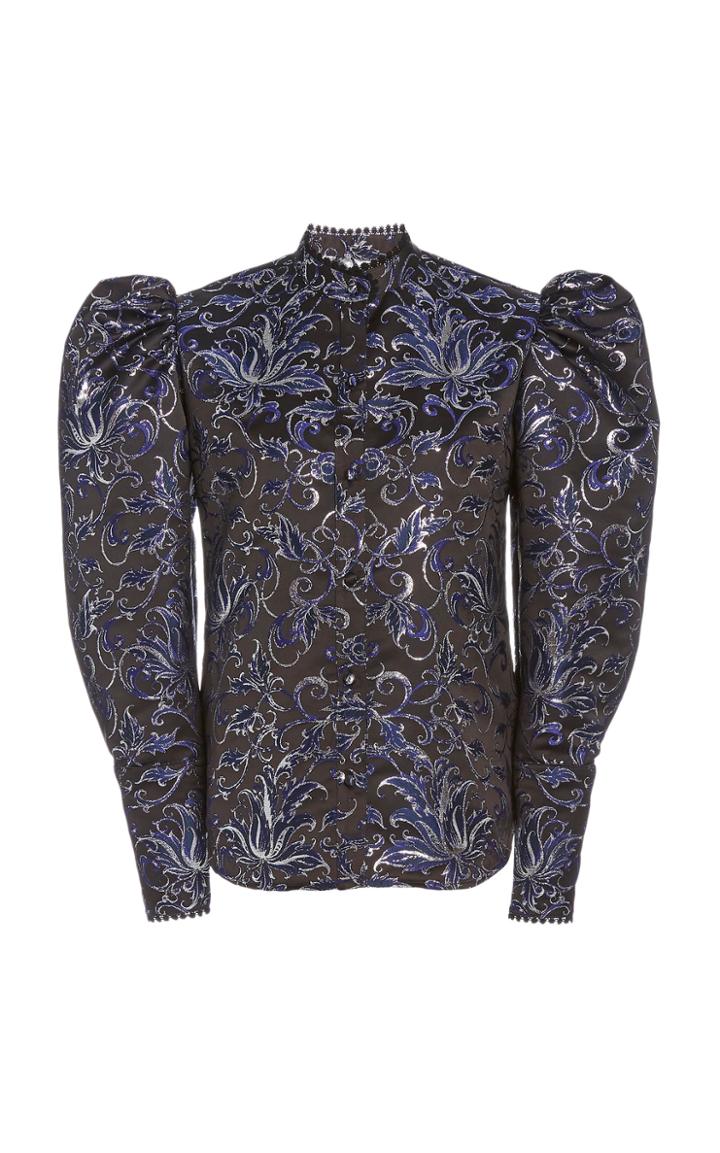 Moda Operandi Rodarte Puff Sleeve Metallic Jacquard Top