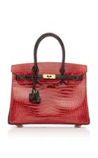 Herms Vintage By Heritage Auctions Hermes 30cm Shiny Briase And Black Porosus Crocodile Special Order Horseshoe Birkin