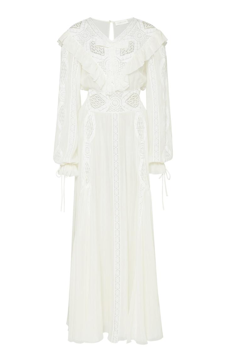 Moda Operandi Zuhair Murad Bow And Lace-detailed Organza Maxi Dress Size: 32