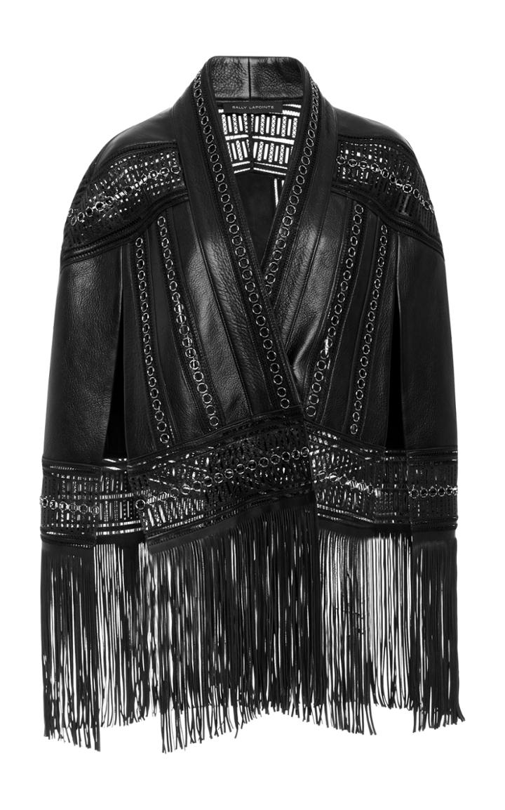 Sally Lapointe Leather Macram Cape
