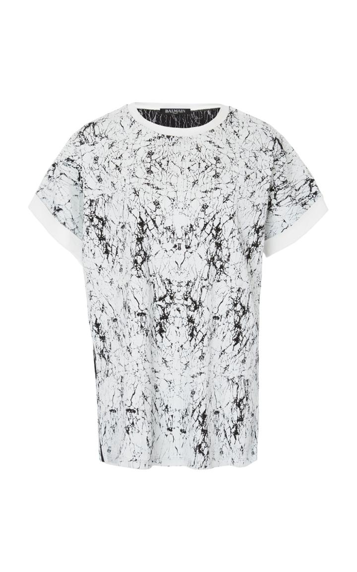 Balmain Short-sleeve Cracked Jersey T-shirt