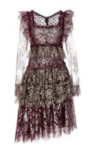 Rodarte Tiered Lace Long Sleeve Dress