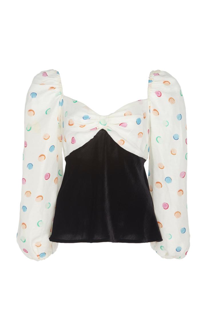 Rixo Hannah Blocked Linen Blouse