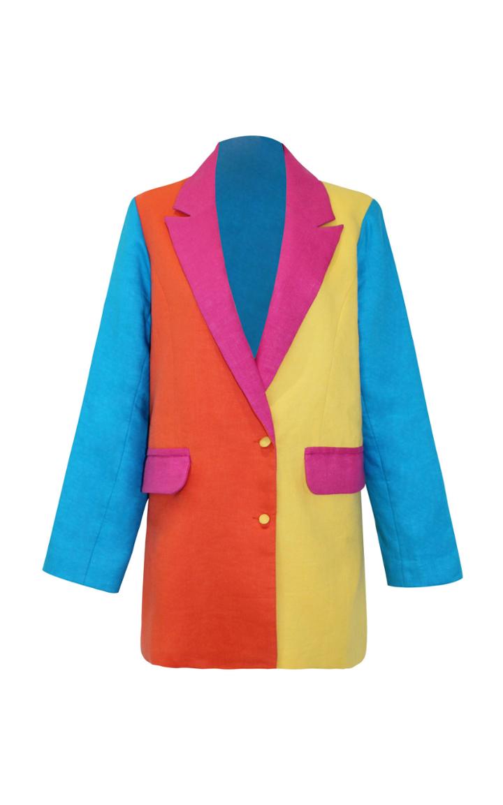 All Things Mochi Iris Linen Peaked Lapel Blazer