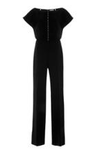 Lela Rose Blouson Pearl Inset Jumpsuit