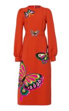 Andrew Gn Belted Butterfly Sequined Midi Dress
