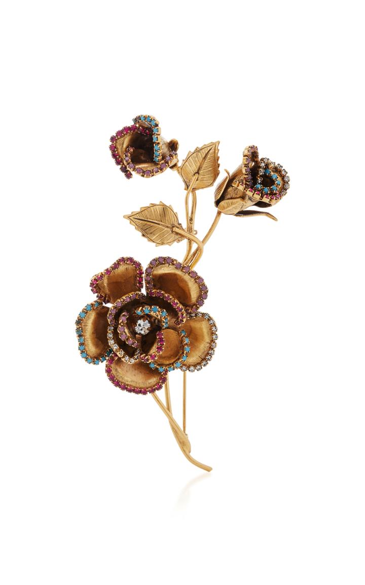 Erickson Beamon Master Of Ceremonies 24k Gold-plated Crystal Brooch
