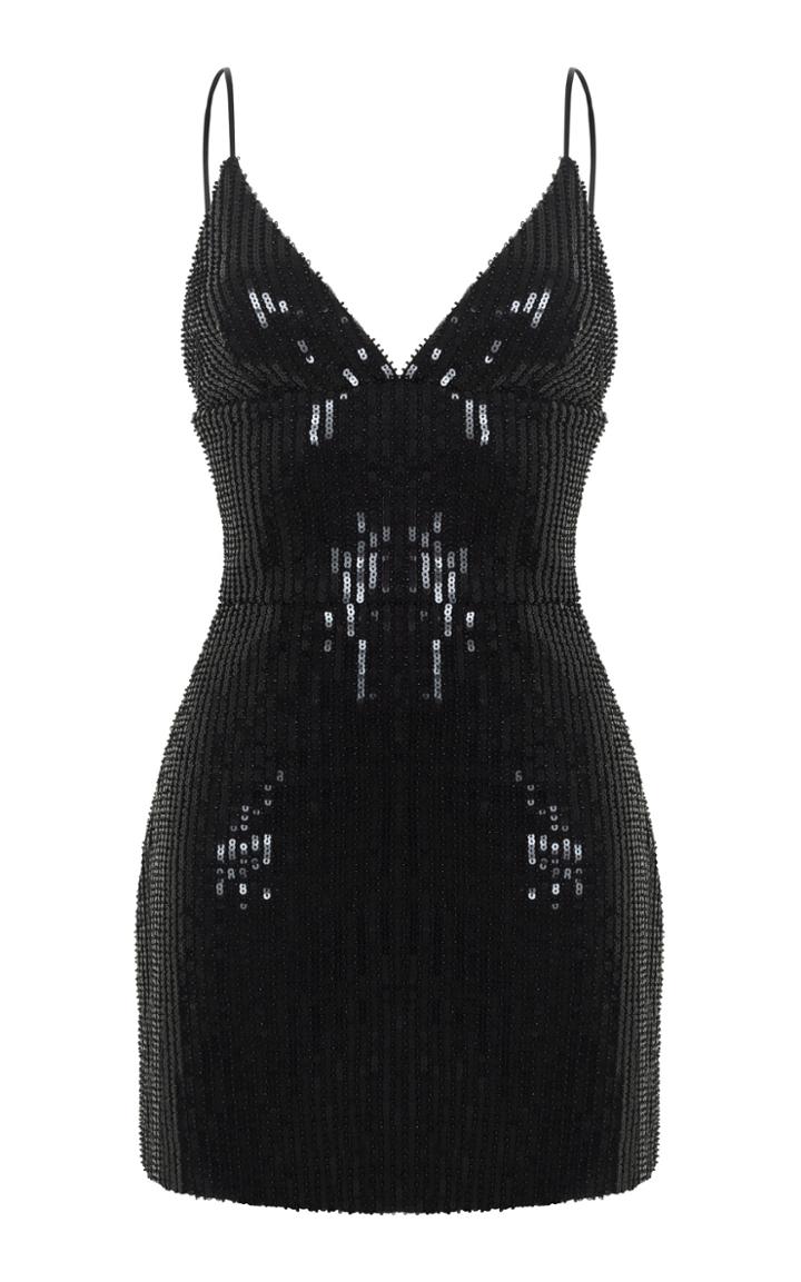 Rasario Sequin Little Black Dress
