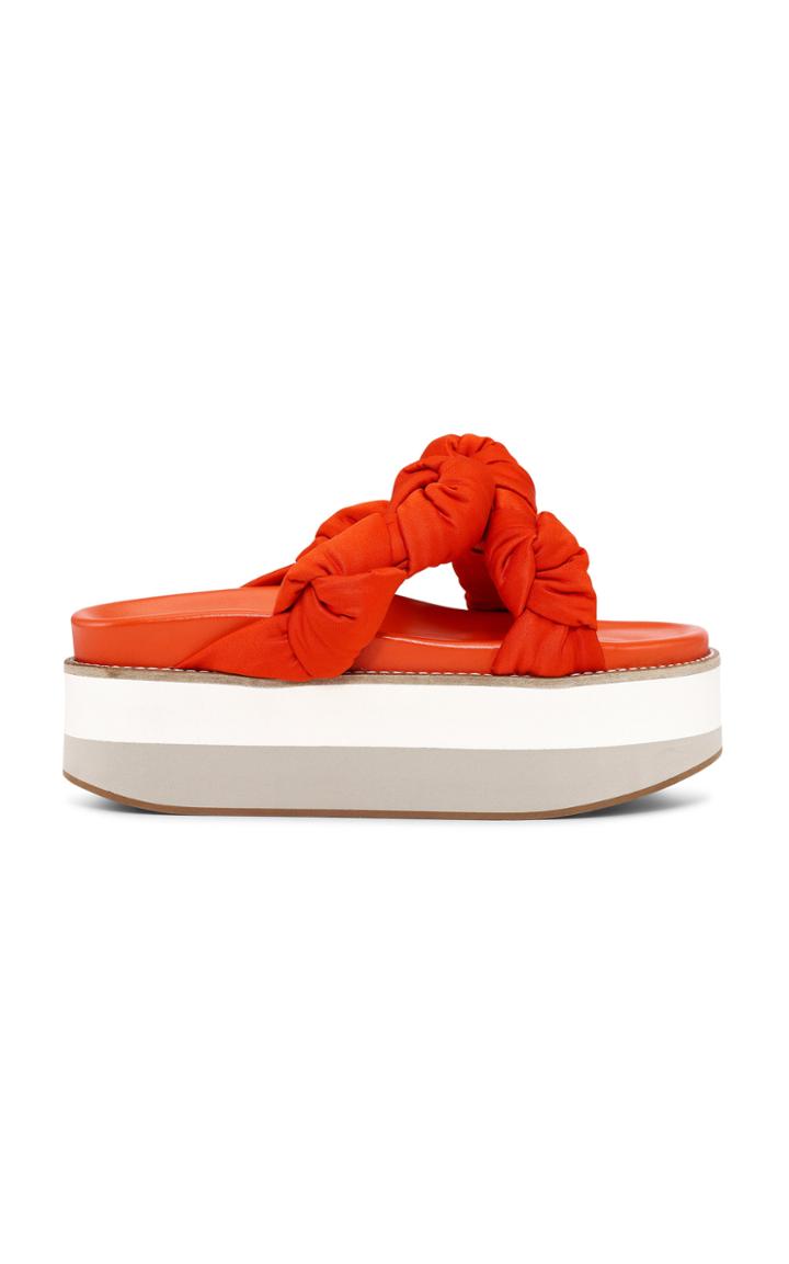 Moda Operandi Ganni Recycled Satin Knotted Flatform Sandals