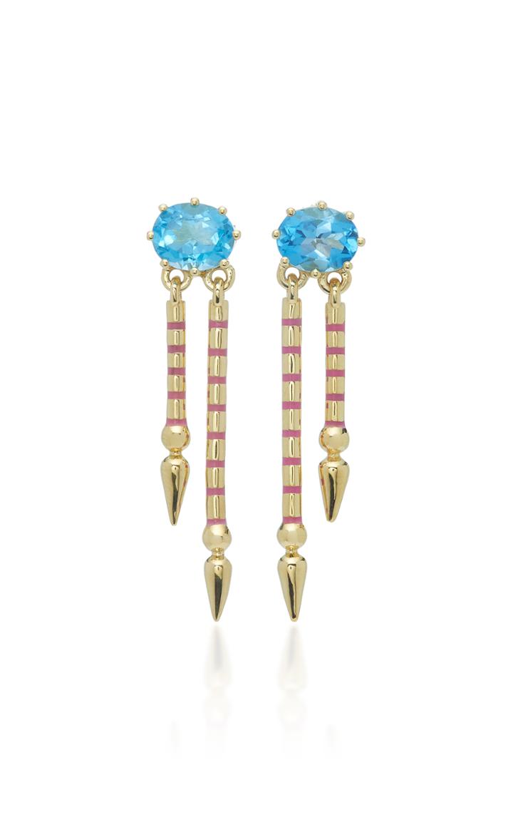 Sarah Hendler Shirley 18k Gold Blue Gemstone Earrings
