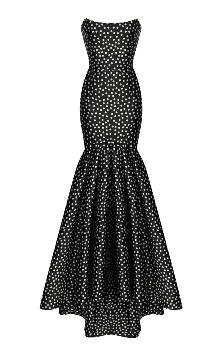Moda Operandi Rasario Polka-dot Silk Organza Strapless Gown
