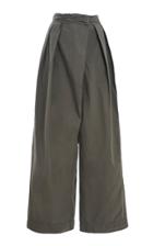 Lemaire Asymmetric Pleated Cotton Ventile Wide-leg Trousers