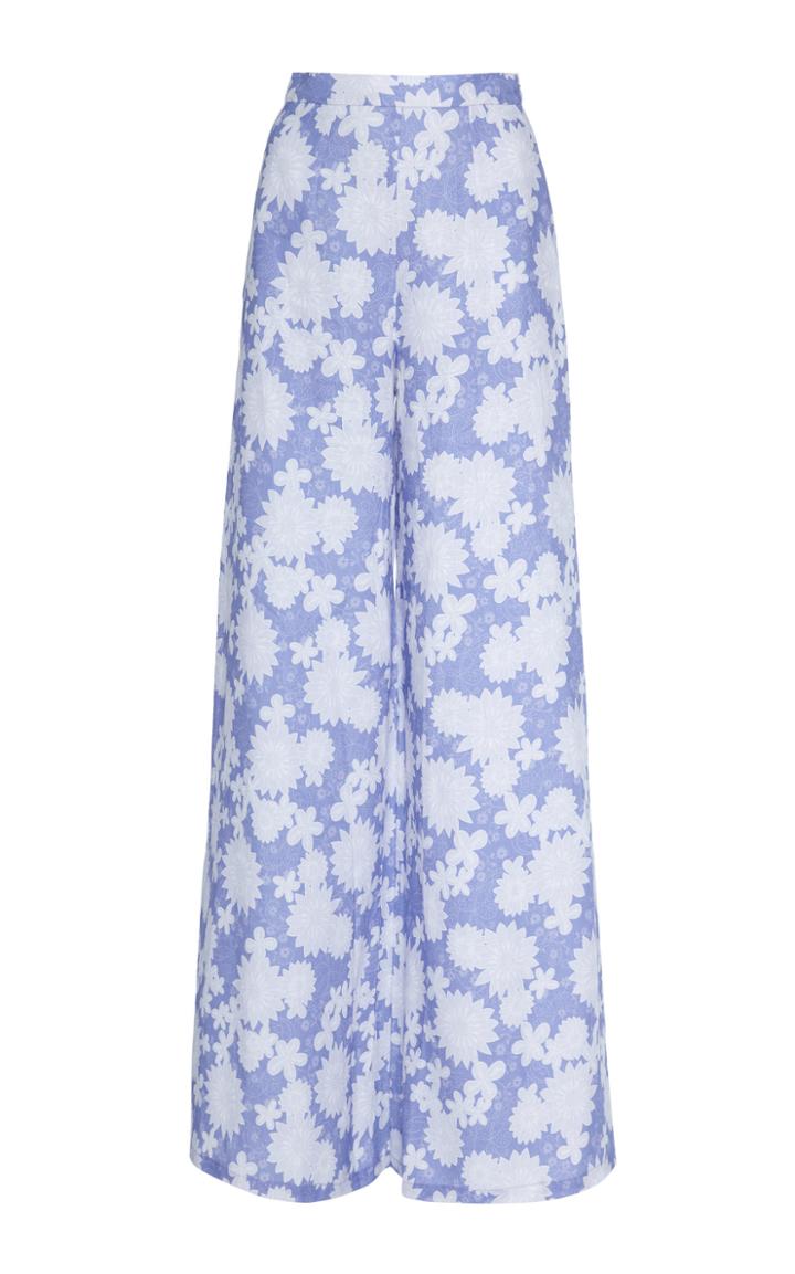 Miguelina Pamela High-waisted Floral-print Wide-leg Pants