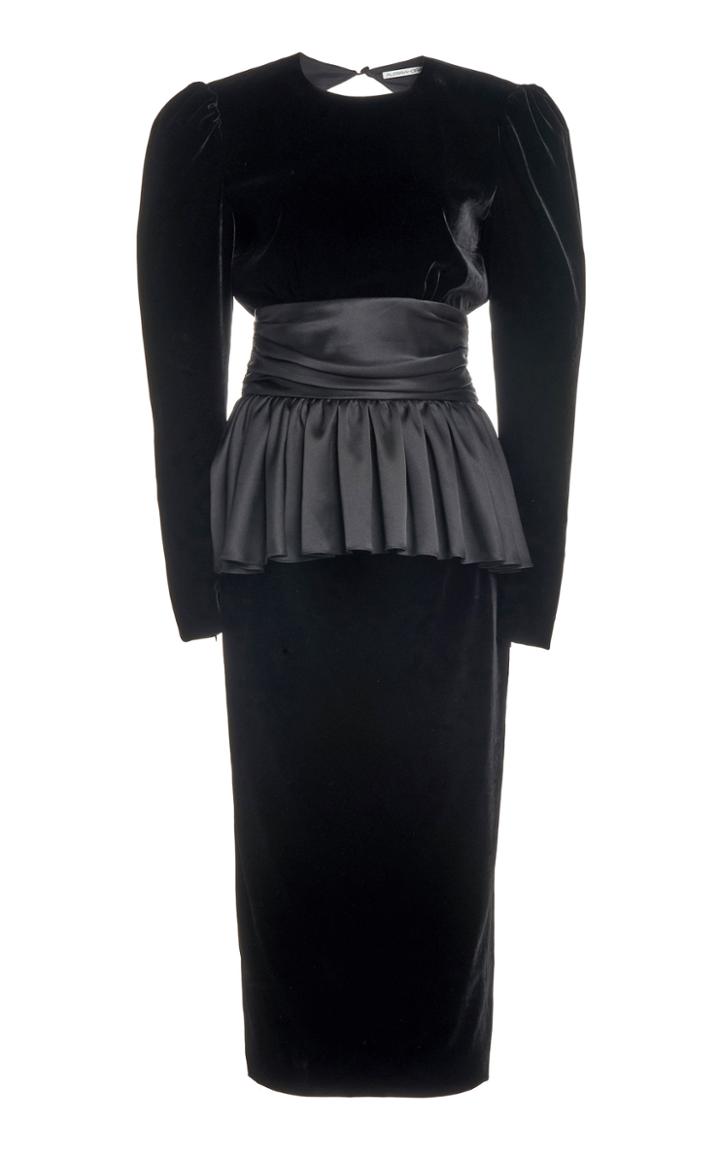 Moda Operandi Alessandra Rich Velvet Dress With Satin Peplum And Open Back