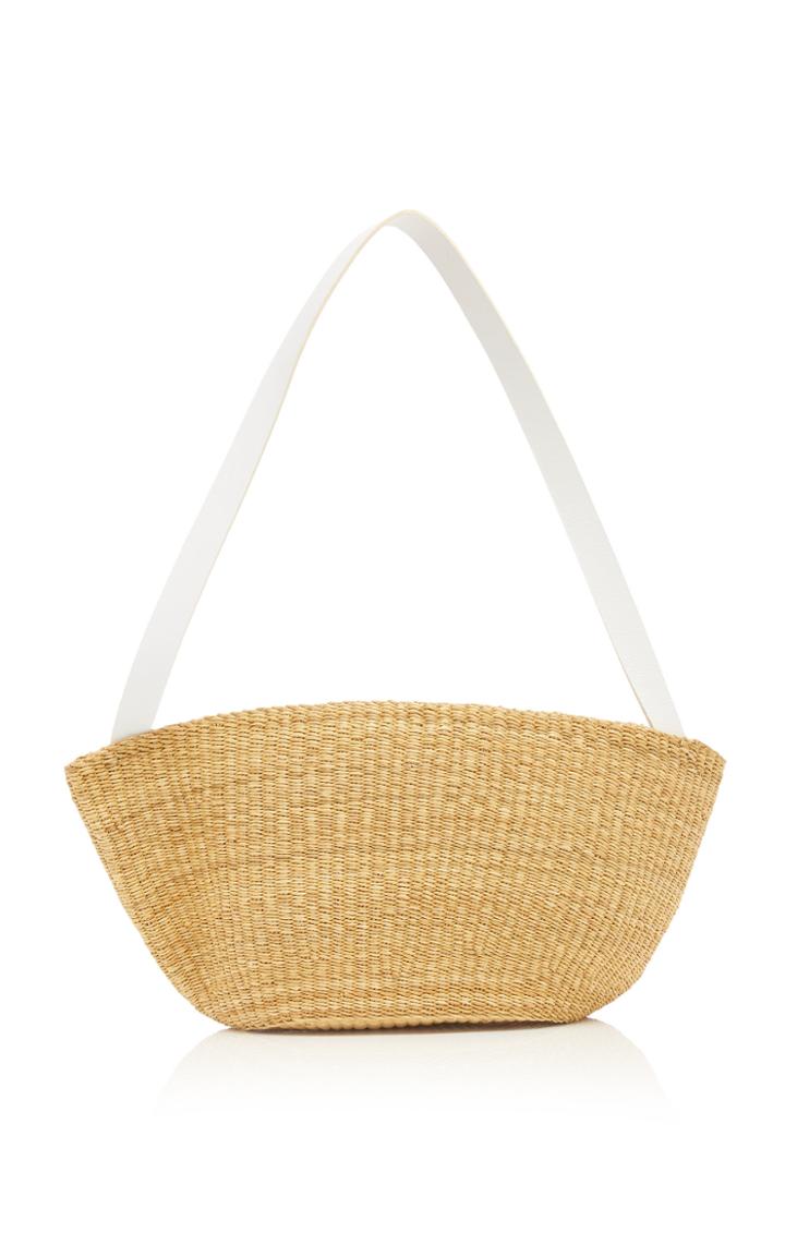 Ins Bressand Two Pinches Leather-trimmed Straw Shoulder Bag