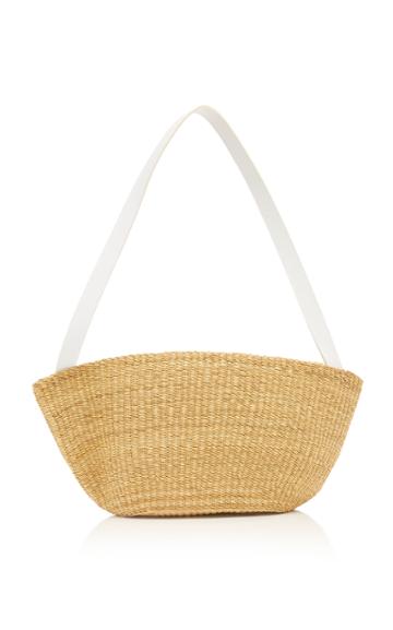 Ins Bressand Two Pinches Leather-trimmed Straw Shoulder Bag