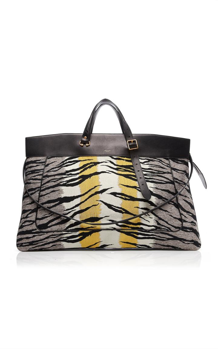 Rochas Maxi Zebra-printed Leather Flat Tote