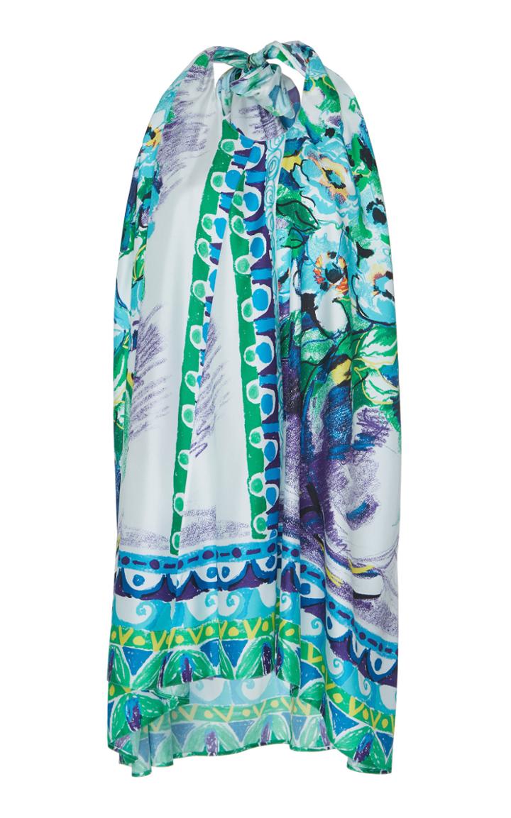 Prada Floral-print Silk-satin Twill Halter Mini Dress