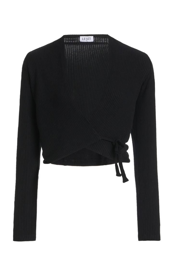 Leset Alex Ribbed-knit Wrap Top