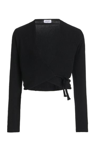 Leset Alex Ribbed-knit Wrap Top