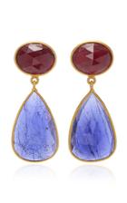 Bahina 18k Gold Ruby And Iolith Earrings