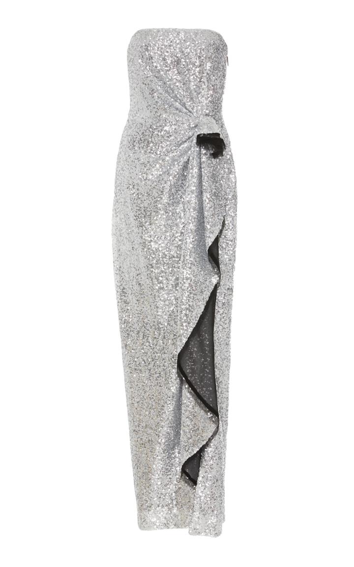 Prabal Gurung Exclusive Strapless Draped Sequined Gown