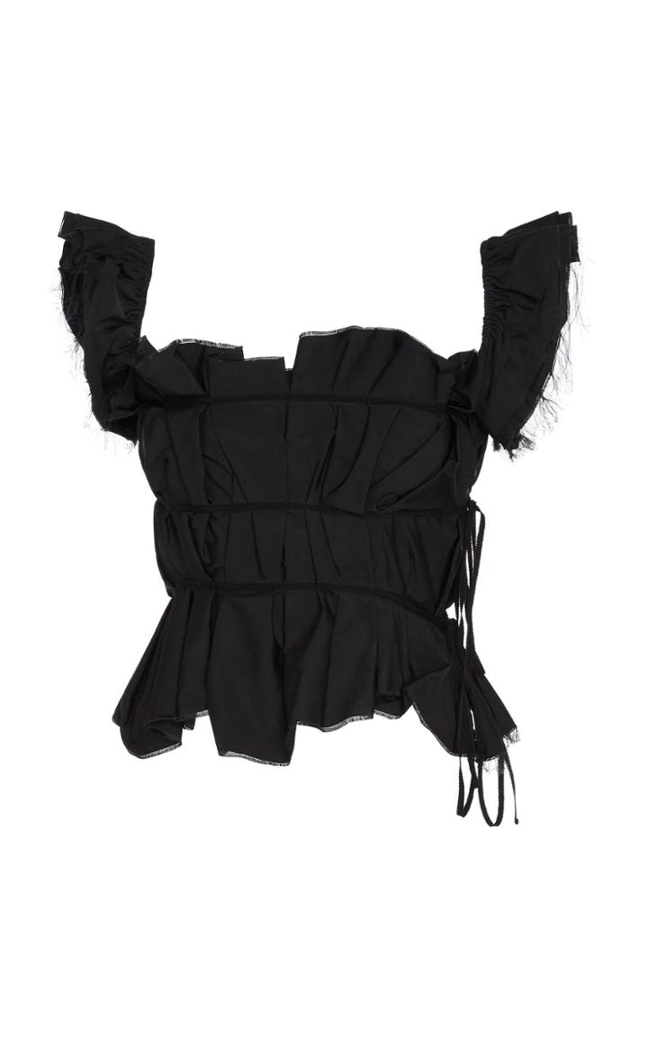 Brock Collection Pioppo Ruffled Crepe Crop Top