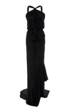 Monique Lhuillier Open Back Stretch-knit Draped Gown