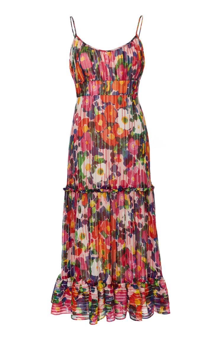 Saloni Bella Spaghetti Strap Midi Dress