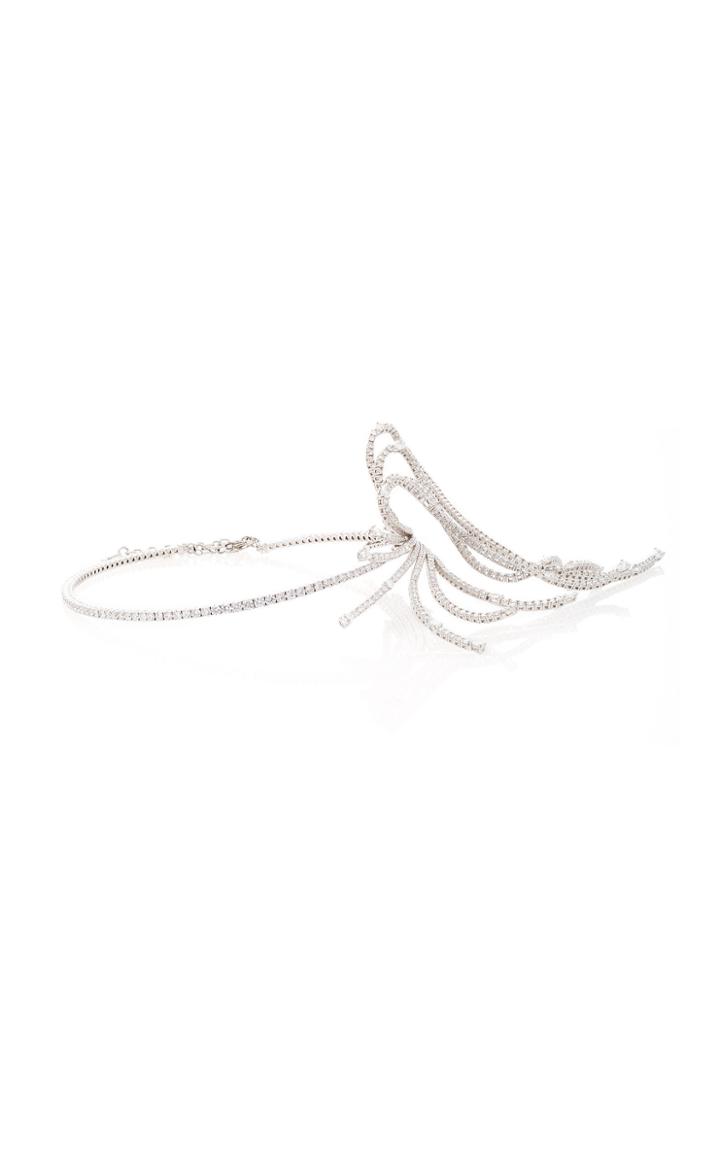 Yeprem Looped Coil 18k White And Diamond Choker Necklace