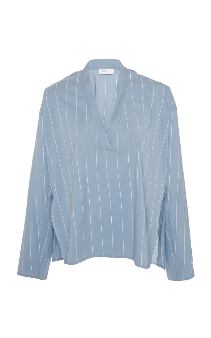Rosetta Getty Cotton-blend Striped V-neck Top
